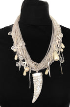 Load image into Gallery viewer, Silver Tusk and Chain Statement Necklace