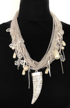 Load image into Gallery viewer, Silver Tusk and Chain Statement Necklace