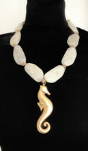 Load image into Gallery viewer, Cream Chunky Bead and Gold Seahorse Pendant Necklace