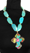 Load image into Gallery viewer, Turquoise Bead and Statement Cross Necklace