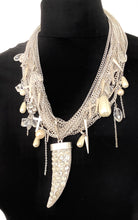 Load image into Gallery viewer, Silver Tusk and Chain Statement Necklace