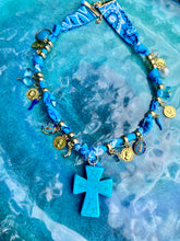 Load image into Gallery viewer, Chunky Cross Charm Bandana Necklace