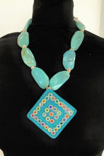 Load image into Gallery viewer, Turquoise Boho Bead Pendant Necklace