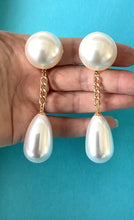 Load image into Gallery viewer, Faux Pearl Teardrop Statement Earrings