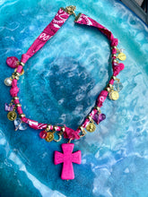 Load image into Gallery viewer, Chunky Cross Charm Bandana Necklace