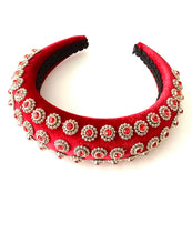 Load image into Gallery viewer, Red Velvet Jewelled Padded Headband

