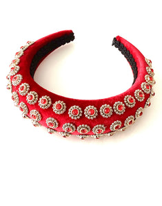 Red Velvet Jewelled Padded Headband