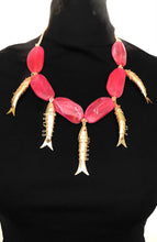 Load image into Gallery viewer, Pink and Gold Vintage Fish Necklace