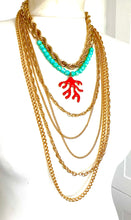 Load image into Gallery viewer, Layered Coral Pendant Chain Necklace