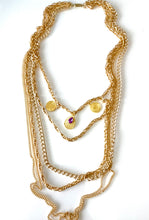Load image into Gallery viewer, Long Gold Chain Multi Jewel Statement Necklace