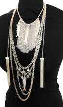Load image into Gallery viewer, Long Silver Chain and Fish Festival Statement Necklace