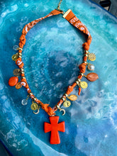 Load image into Gallery viewer, Chunky Cross Charm Bandana Necklace