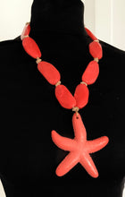 Load image into Gallery viewer, Chunky Orange and Coral Starfish Pendant Necklace