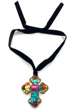 Load image into Gallery viewer, Boho Cross Pendant Choker Necklace