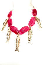Load image into Gallery viewer, Pink and Gold Vintage Fish Necklace
