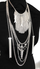 Load image into Gallery viewer, Long Silver Chain and Fish Festival Statement Necklace