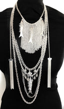 Load image into Gallery viewer, Long Silver Chain and Fish Festival Statement Necklace