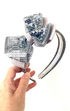Load image into Gallery viewer, Silver Grey Sequin Bow Headband

