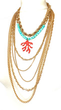 Load image into Gallery viewer, Layered Coral Pendant Chain Necklace