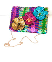 Load image into Gallery viewer, Rainbow Floral Sequin Clutch Bag