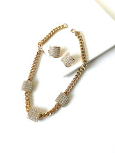 Load image into Gallery viewer, Gold and Crystal Vintage Choker Necklace Set