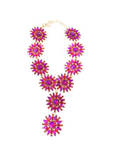 Load image into Gallery viewer, Pink Floral Jewelled Statement Necklace