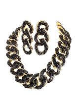 Load image into Gallery viewer, Black Jewelled Chain Necklace and Earrings Set
