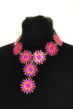 Load image into Gallery viewer, Pink Floral Jewelled Statement Necklace