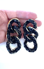 Load image into Gallery viewer, Black Jewelled Chain Necklace and Earrings Set