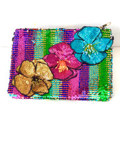 Load image into Gallery viewer, Rainbow Floral Sequin Clutch Bag