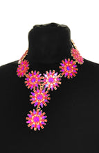 Load image into Gallery viewer, Pink Floral Jewelled Statement Necklace