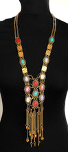 Load image into Gallery viewer, Long Gold Boho Tassel Necklace
