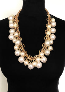 Chunky Pearl Chain Statement Necklace