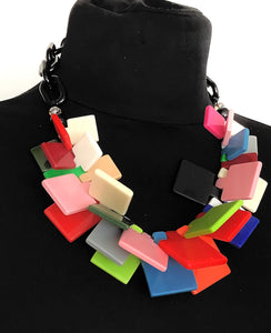 Multi-Coloured Abstract Acrylic Statement Necklace