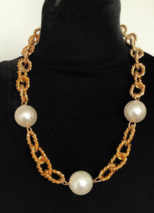 Vintage Gold Chain and Pearl Necklace