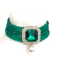 Load image into Gallery viewer, Green Beaded Statement Choker Necklace
