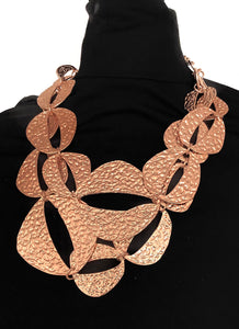 Rose Gold Hammered Abstract Chain Necklace