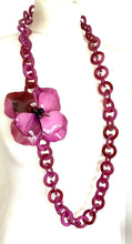 Load image into Gallery viewer, Long Purple Acrylic Floral Chain Necklace

