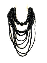 Load image into Gallery viewer, Black Layered Bead Statement Necklace
