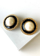 Load image into Gallery viewer, Clip On Vintage Pearl and Black Earrings
