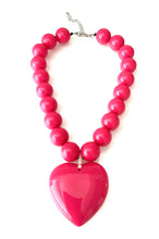 Load image into Gallery viewer, Chunky Pink Acrylic Heart Necklace
