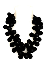 Black Fabric Beaded Statement Necklace