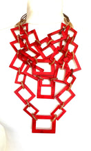 Load image into Gallery viewer, Red Layered Acrylic Abstract Necklace
