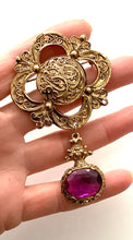 Load image into Gallery viewer, Vintage Gold and Purple Jewelled Brooch

