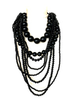 Load image into Gallery viewer, Black Layered Bead Statement Necklace
