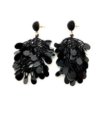 Load image into Gallery viewer, Black Bead and Sequin Earrings
