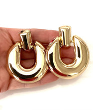 Load image into Gallery viewer, Clip On Gold Door Knocker Earrings
