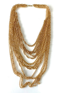 Chunky Gold Layered Waterfall Statement Necklace