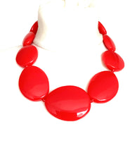 Load image into Gallery viewer, Red Acrylic Pebble  Necklace
