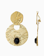 Load image into Gallery viewer, Clip On Gold and Black Hammered Earrings

